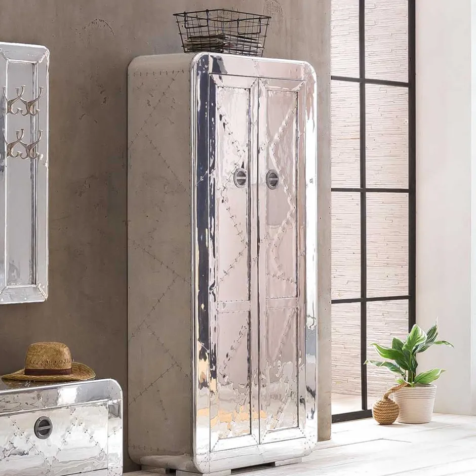 Wohnen Edle Design Flurmöbel in Silber - Pilot (sechsteilig)