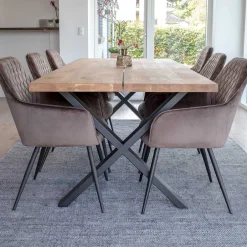 Wohnen Edle Tischgruppe mit Samtsesseln - Dalma (siebenteilig)