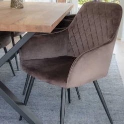 Wohnen Edle Tischgruppe mit Samtsesseln - Dalma (siebenteilig)