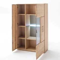 Wohnen Edle Wohnwand mit 320cm Breite Pontros in Eiche Bianco teilmassiv (vierteilig)