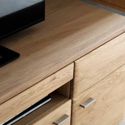 Wohnen Edle Wohnwand mit 320cm Breite Pontros in Eiche Bianco teilmassiv (vierteilig)