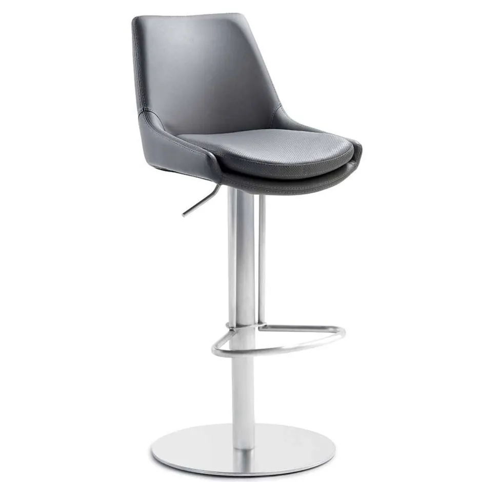Edler Barstuhl aus Kunstleder in Grau - Viralus^Wohnen Best