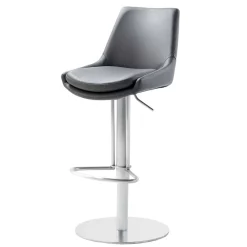 Edler Barstuhl aus Kunstleder in Grau - Viralus^Wohnen Best