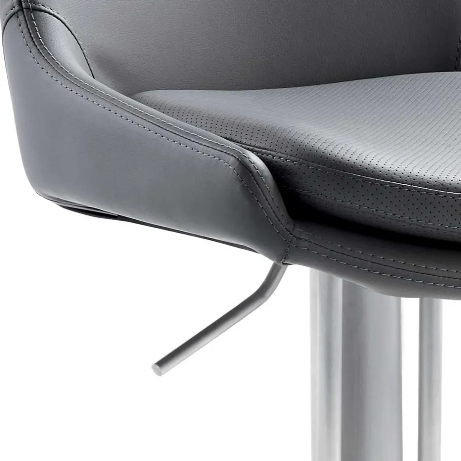 Edler Barstuhl aus Kunstleder in Grau - Viralus^Wohnen Best