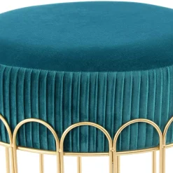 Edler Samthocker in Petrol & Gold - Ugian^Wohnen Outlet