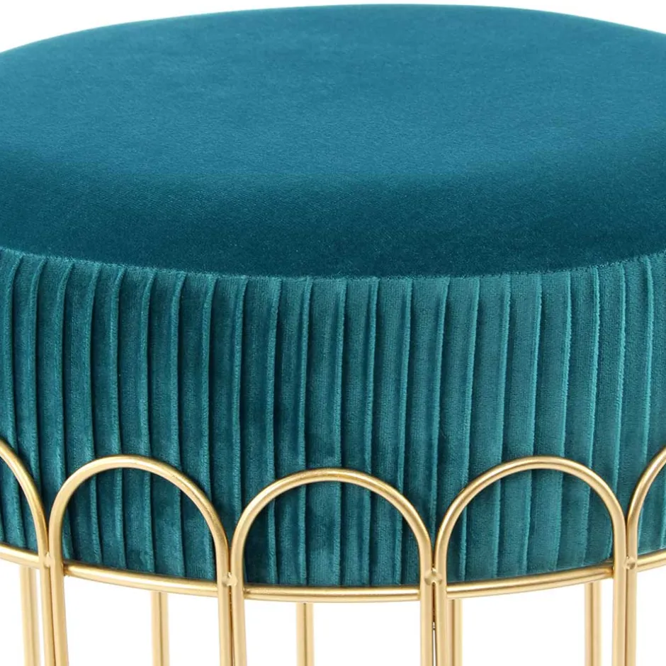 Edler Samthocker in Petrol & Gold - Ugian^Wohnen Outlet