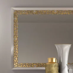 Wohnen Edler Wandspiegel in mattem Weiß & Gold - Valganios