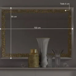 Wohnen Edler Wandspiegel in mattem Weiß & Gold - Valganios