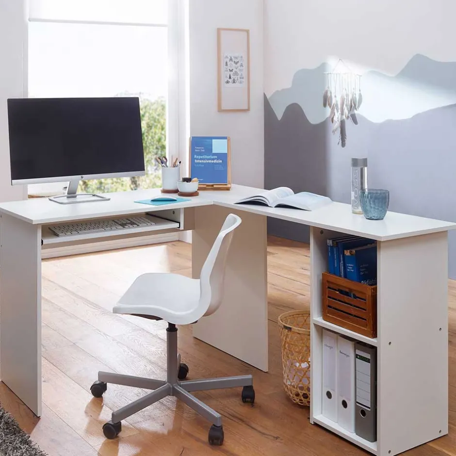 Wohnen EDV Schreibtisch mit Regal - Winkelform - Candyon