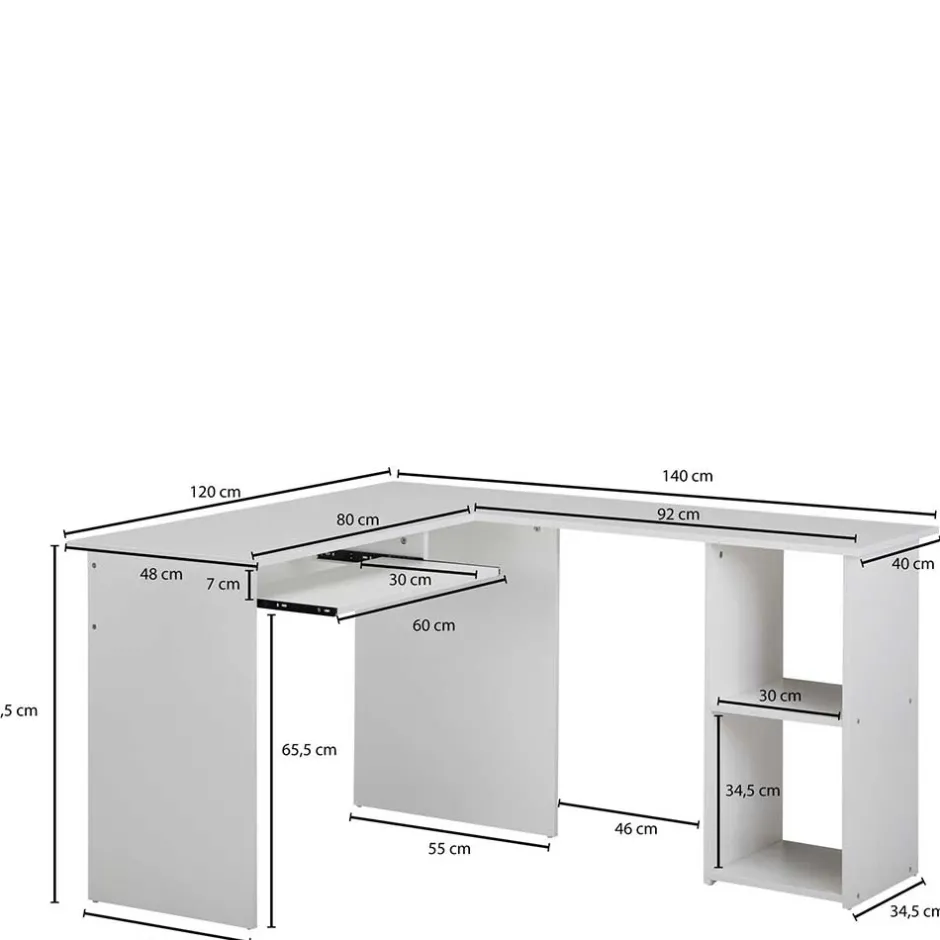 Wohnen EDV Schreibtisch mit Regal - Winkelform - Candyon