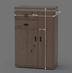 Wohnen Eiche Bianco Flur Kommode mit LED Beleuchtung - Arkadiuz