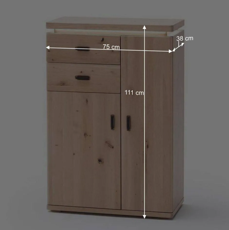 Wohnen Eiche Bianco Flur Kommode mit LED Beleuchtung - Arkadiuz