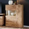 Wohnen Eiche Bianco Highboard mit Glas Einsatz - Crokas I