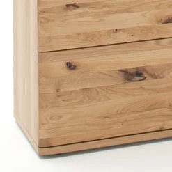 Wohnen Eiche Bianco Highboard mit Glas-Einsätzen - Crokas