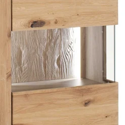 Wohnen Eiche Bianco Highboard mit Glas-Einsätzen - Crokas
