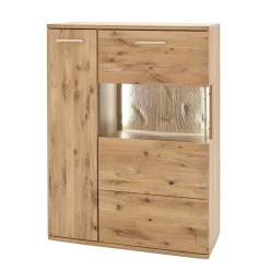 Wohnen Eiche Bianco Highboard 2-türig - Crokas