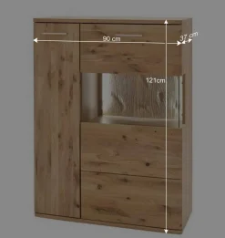 Wohnen Eiche Bianco Highboard 2-türig - Crokas