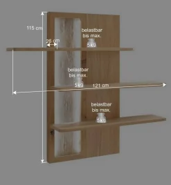 Wohnen Eiche Bianco Wohnwand Set 320cm - Crokas (dreiteilig)