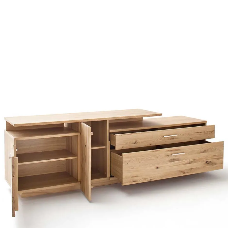 Wohnen Eiche Bianco Wohnwand Set 320cm - Crokas (dreiteilig)