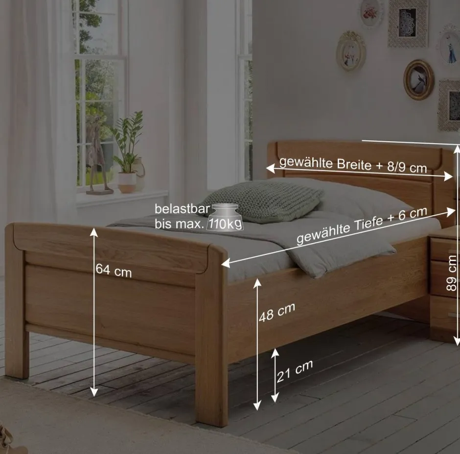 Eiche Einzelbett auch in Überlängen - Sendician^Wohnen Sale