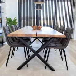 Wohnen Eiche Esstisch & 6 Polsterstühle - Tricky (siebenteilig)