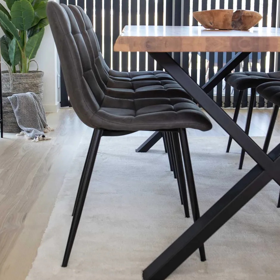 Wohnen Eiche Esstisch & 6 Polsterstühle - Tricky (siebenteilig)