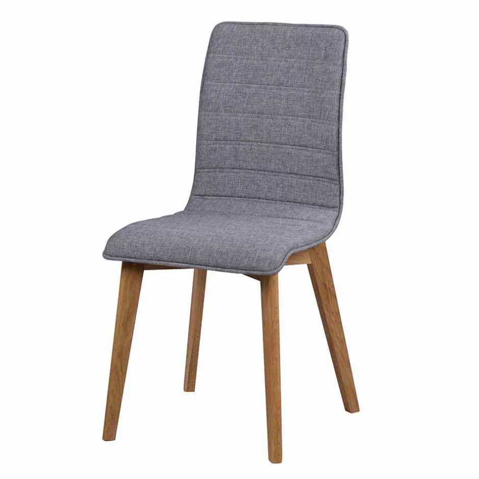 Eiche Esstisch & Stühle Grau - Number (siebenteilig)^Wohnen Outlet