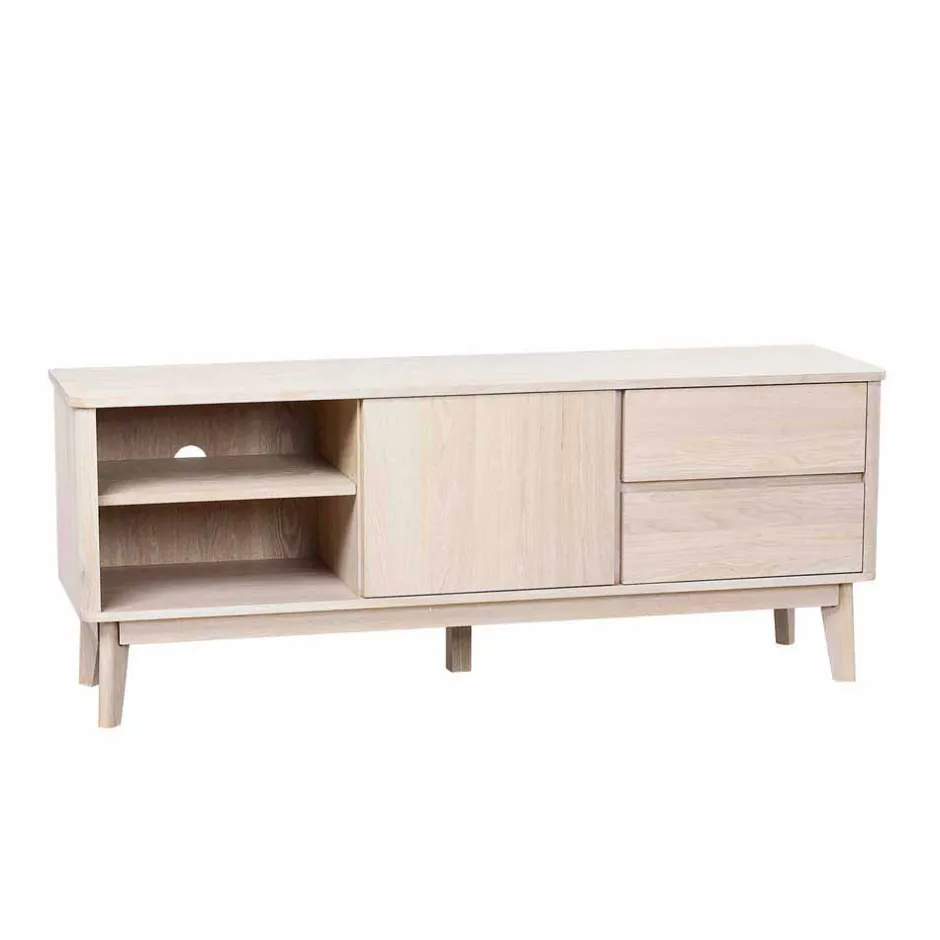 Eiche Massivholz TV Schrank in White Wash - Navassa^Wohnen Clearance