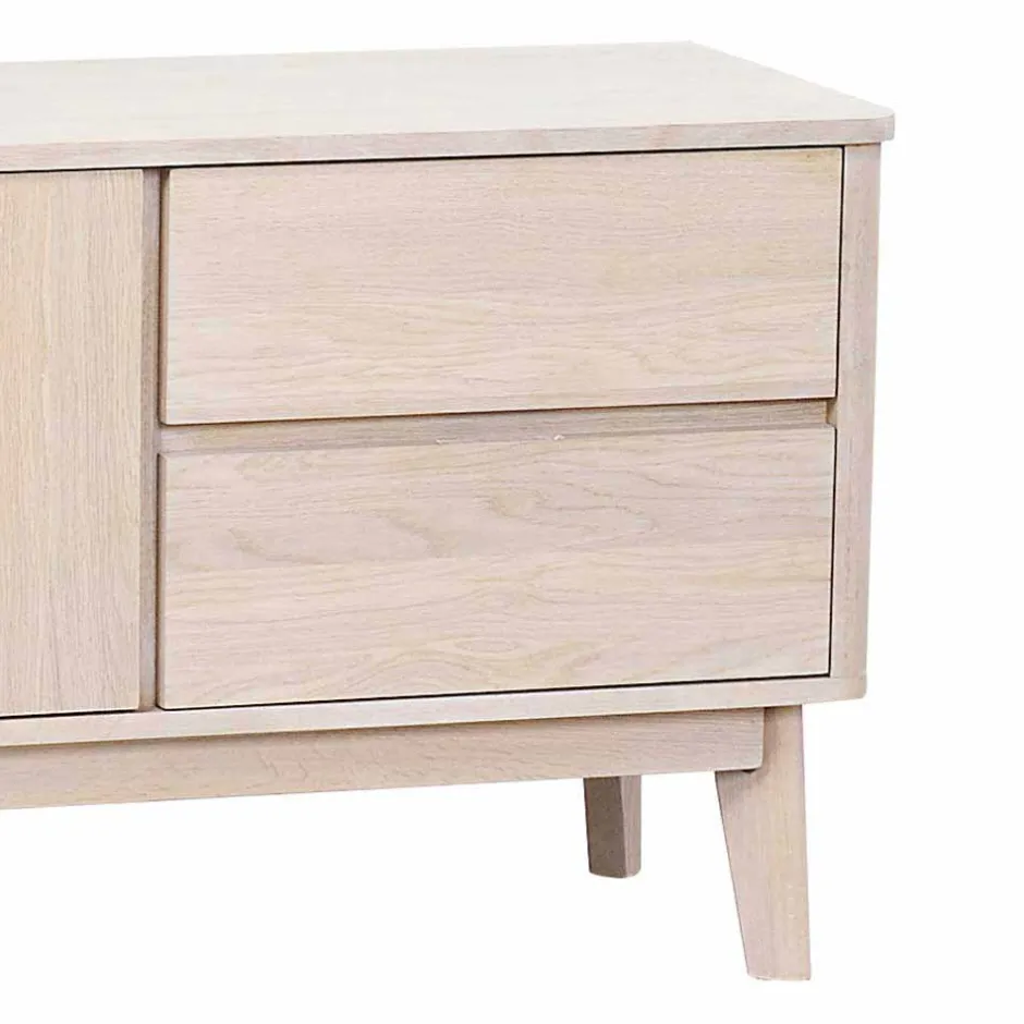 Eiche Massivholz TV Schrank in White Wash - Navassa^Wohnen Clearance