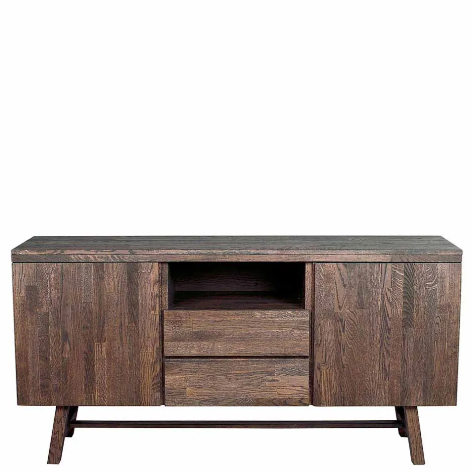 Wohnen Eiche Sideboard in dunkel lackiert und gebürstet - Vedraza