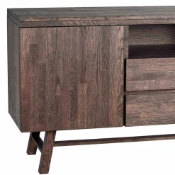 Wohnen Eiche Sideboard in dunkel lackiert und gebürstet - Vedraza