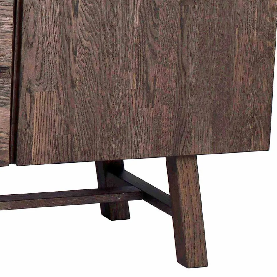 Wohnen Eiche Sideboard in dunkel lackiert und gebürstet - Vedraza