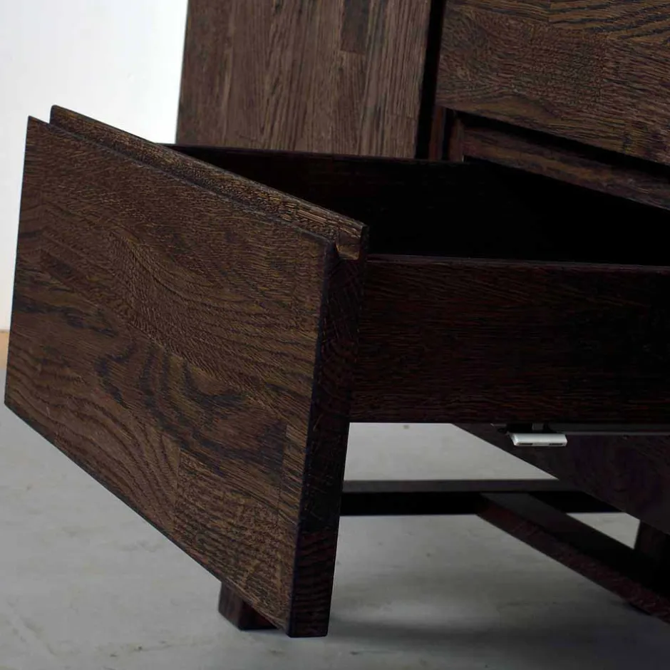 Wohnen Eiche Sideboard in dunkel lackiert und gebürstet - Vedraza