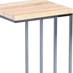 Eiche Sonoma Beistelltisch Balanza mit Bügelgestell verchromt^Wohnen