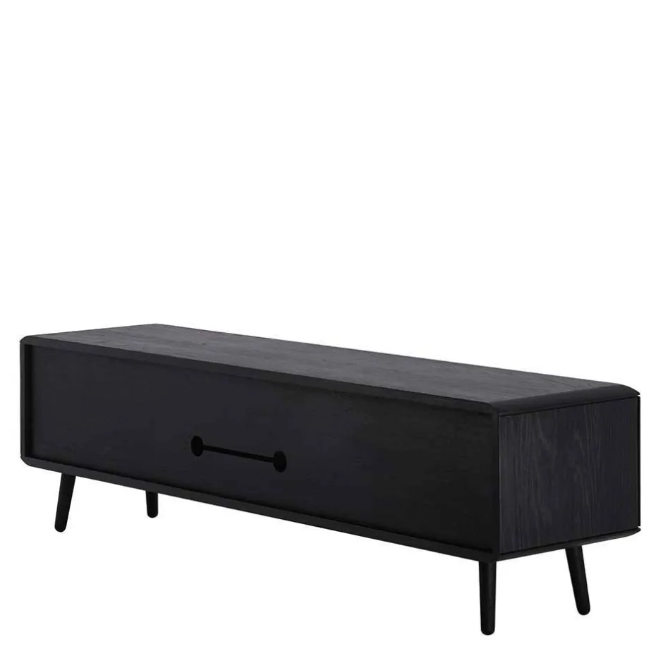 Wohnen Eiche TV Lowboard in Schwarz geölt - Janeira