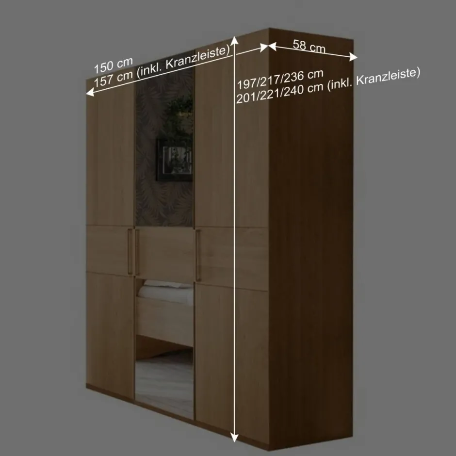 Eichefarbener Kleiderschrank in drei Höhen - Emdsiva I^Wohnen