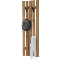 Wohnen Eichenholz Garderobenpaneel mit Metallhaken - Gangizo