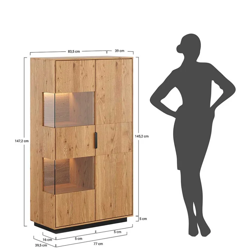 Wohnen Eichenholz Highboard Vitrine modern - Judita