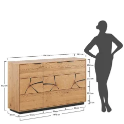 Eichenholz Sideboard mit Hirnholz Applikation - Deruta^Wohnen Clearance