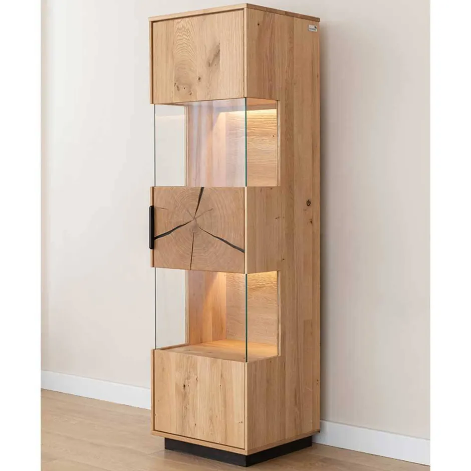 Wohnen Eichenholz Vitrine mit Hirnholz Applikation - Deruta