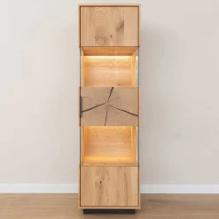 Wohnen Eichenholz Vitrine mit Hirnholz Applikation - Deruta