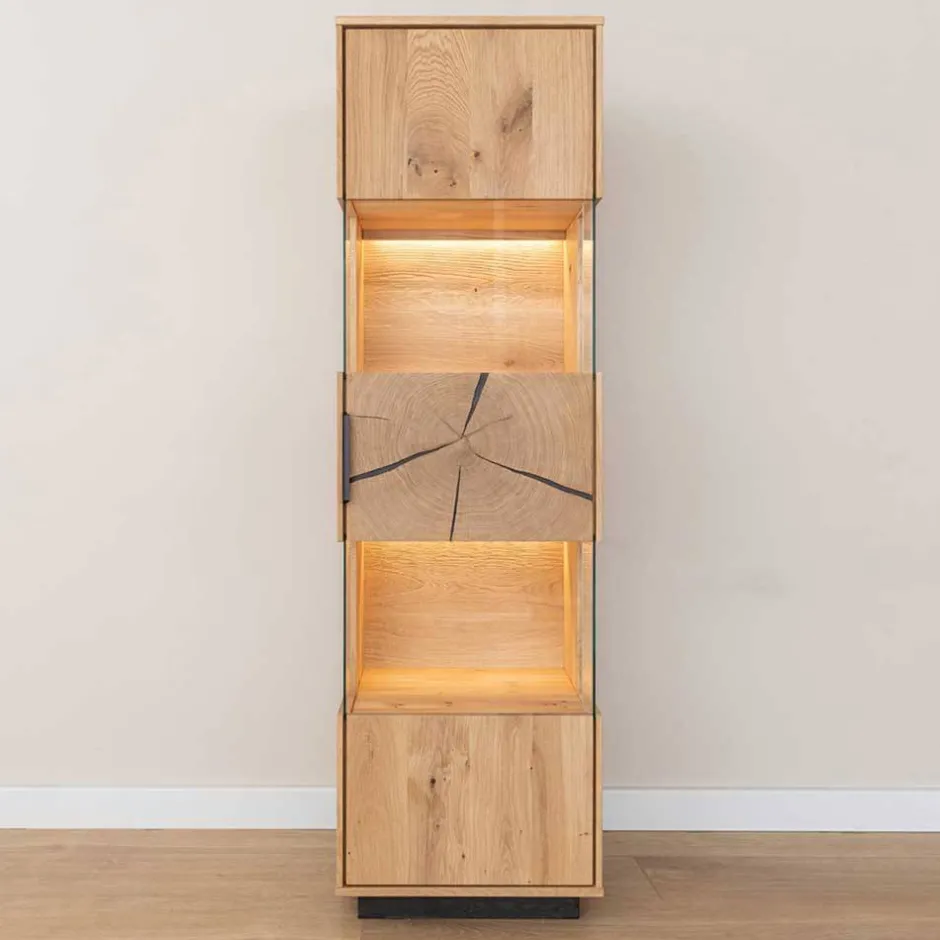 Wohnen Eichenholz Vitrine mit Hirnholz Applikation - Deruta