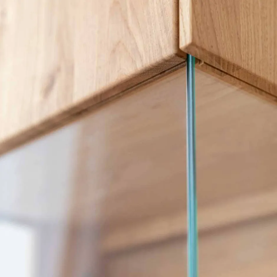 Wohnen Eichenholz Vitrine mit Hirnholz Applikation - Deruta