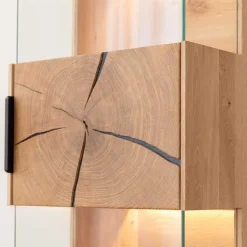 Wohnen Eichenholz Vitrine mit Hirnholz Applikation - Deruta
