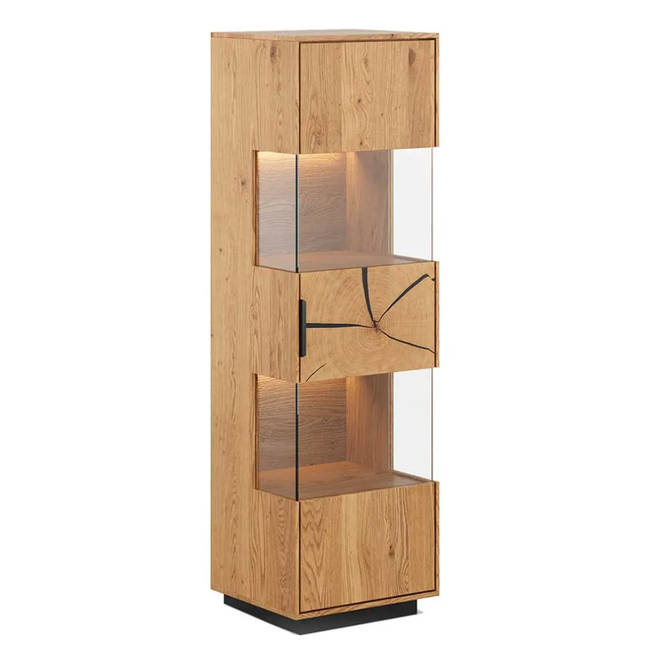 Wohnen Eichenholz Vitrine mit Hirnholz Applikation - Deruta