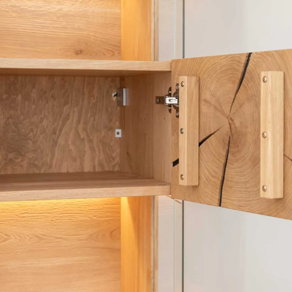 Wohnen Eichenholz Vitrine mit Hirnholz Applikation - Deruta