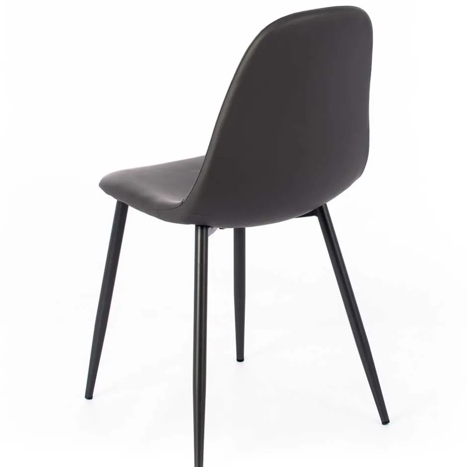 Wohnen Einfarbige Esszimmerstühle in Dunkelgrau - Hiscura (4er Set)