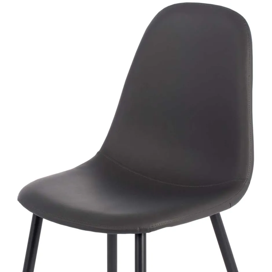 Wohnen Einfarbige Esszimmerstühle in Dunkelgrau - Hiscura (4er Set)