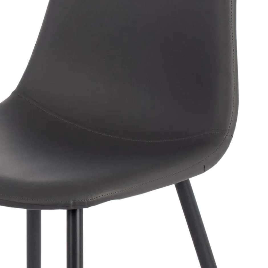 Wohnen Einfarbige Esszimmerstühle in Dunkelgrau - Hiscura (4er Set)