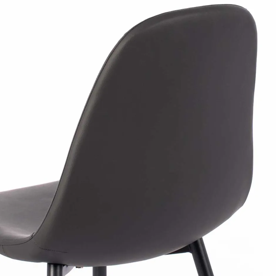 Wohnen Einfarbige Esszimmerstühle in Dunkelgrau - Hiscura (4er Set)